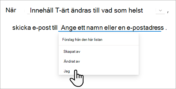 Anpassa regeln med de värden du vill använda.