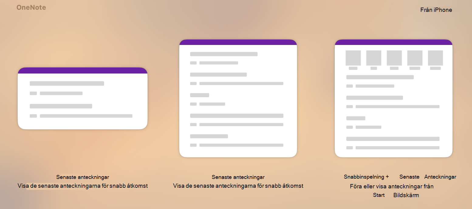 väljare för onenote-widgetar på mac