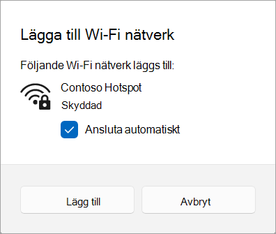 Lägga till ett Wi-Fi nätverk i Windows 11.