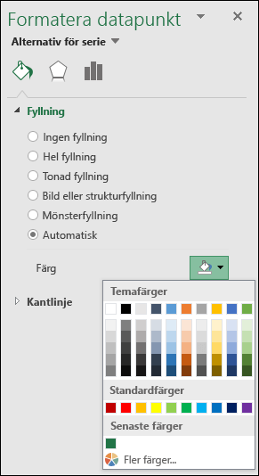 Färgalternativ för kategoridiagram för kartdiagram i Excel