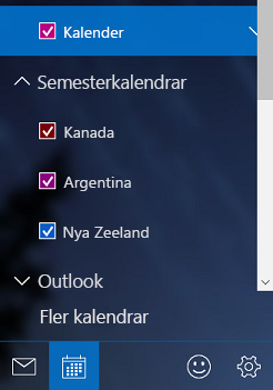 Lägga till en semesterkalender i Windows 10