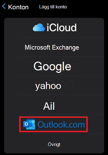 Apple Mail lägger till Outlook.com på iPhone