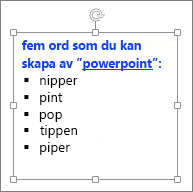 Formatering i en PowerPoint-textruta