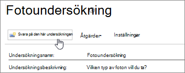 Skärmbild av undersökningssidan med Svara på den här undersökningen markerat.