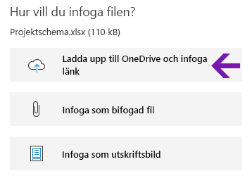 Alternativ för att infoga fil i OneNote för Windows 10