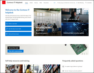 Förhandsgranskning av SharePoint-mallen för IT-support