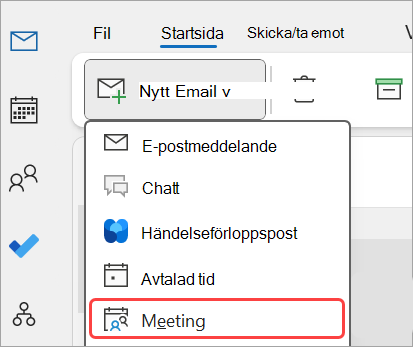 Lägg till ett nytt möte i Outlook.
