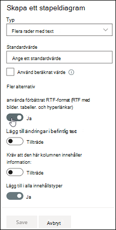 Använda förbättrad RTF-text
