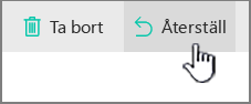 SharePoint Online med knappen Återställa markerad
