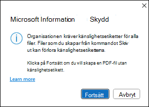 Skapa PDF-fönster i Microsoft Info Protection