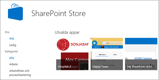 Appar i SharePoint Store