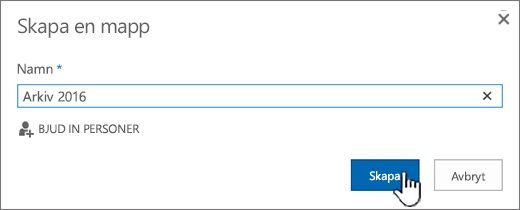 Dialogrutan Skapa mapp för ett bibliotek