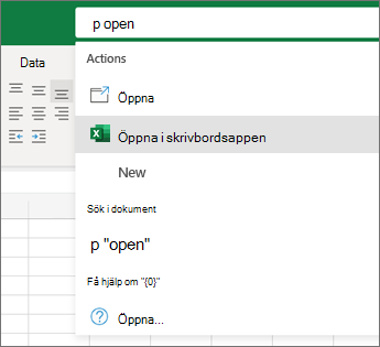 Öppna Excel i skrivbordsapp