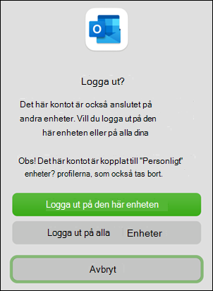 Alternativet Logga ut enhet i Outlook för Mac