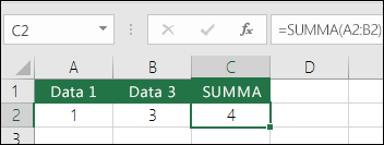 SUMMA-funktionen justeras automatiskt för infogade eller borttagna rader och kolumner