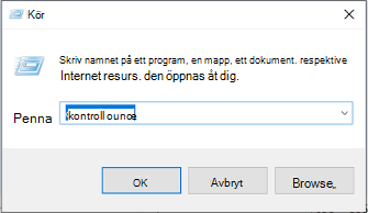 Bild av dialog rutan "kör" i Windows