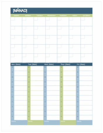 Planeringskalender per månad och vecka (Word)