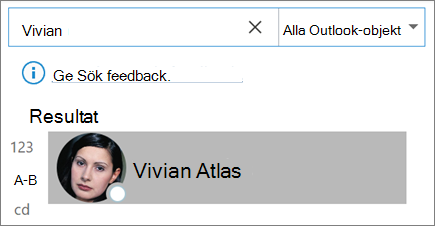 Använda sökning i Outlook för att hitta kontakter