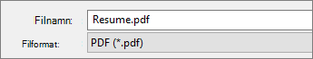 I rutan Filformat väljer du PDF.