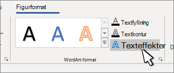 Knappen Texteffekter i WordArt-format markerad