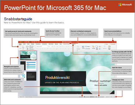 Snabbstartsguide för PowerPoint 2016 för Mac