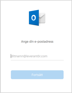 På den första skärmen uppmanas du att ange din e-postadress