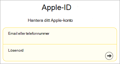 Skärmbild av Inloggning med Apple-ID