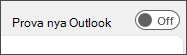 Skärmbild av Prova växlingsknappen för nya Outlook