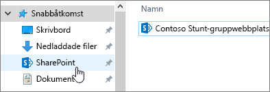 Synkroniserad SharePoint-mapp på datorn där SharePoint har markerats