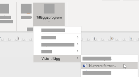 På fliken Visa väljer du lägg Add-Ons > Visio till > för att lägga till talformatering.