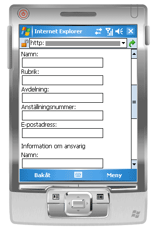 Öppet formulär på mobil enhet