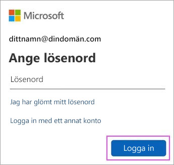 Ange ditt lösenord för Outlook.com