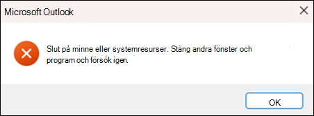 Minnesfel i Outlook