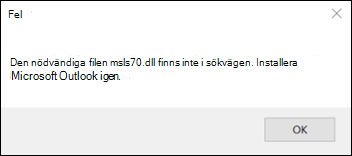 Klassiskt startfel i Outlook