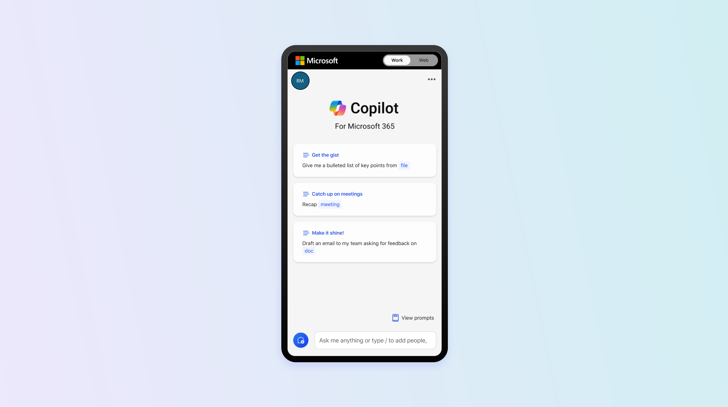 Microsoft Copilot-appen på en smartphone