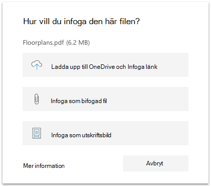 Alternativet Infoga fil i OneNote för Windows 10