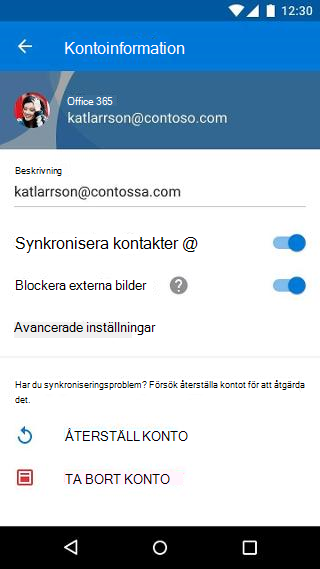 Blockera inställningar av externa bilder i Outlook Mobile