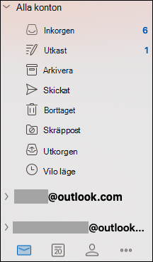 Enhetlig inkorg i Outlook för Mac.