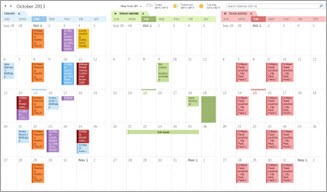 Exempel på tre kalendrar sida vid sida