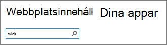 Sökrutan med wiki inskrivet