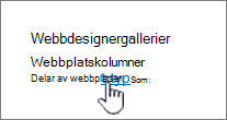 Välja webbplats innehålls typer