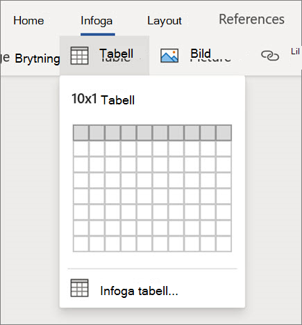 Infoga tabeller i Word för webben