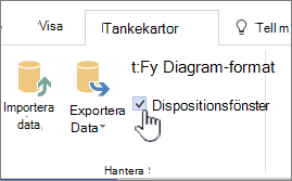 Kryssrutan Markera eller avmarkera dispositionsfönster