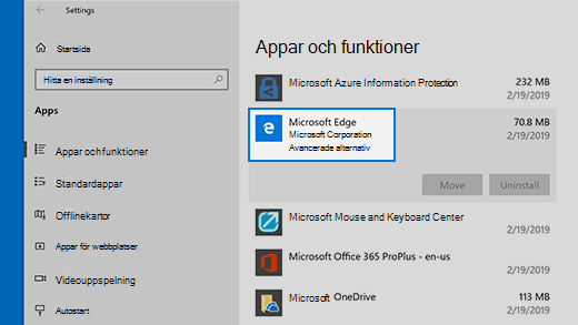 Avancerade alternativ för att återställa Microsoft Edge