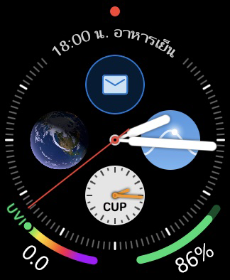 หน้าปัด Apple Watch ที่แสดงข้อมูล Outlook