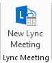 สกรีนช็อตของไอคอนการประชุม Lync ใหม่บน Ribbon