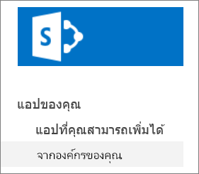 แถบ เปิดใช้ด่วน ที่มี จากองค์กรของคุณ ถูกเน้น