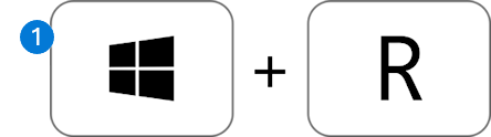 ไอคอนแสดงแป้น Windows และตัวอักษร R