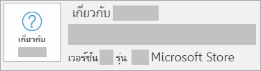 สกรีนช็อตแสดงว่าเวอร์ชันและรุ่นคือ Microsoft Store