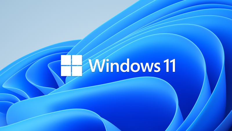 โลโก้ Windows 11 บนพื้นหลังสีน้ำเงิน